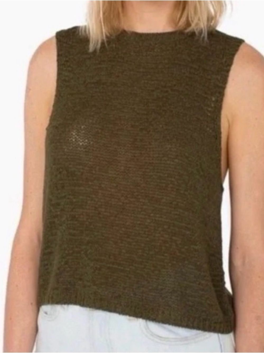 American Apparel Olive Knit Sleeveless Tank
